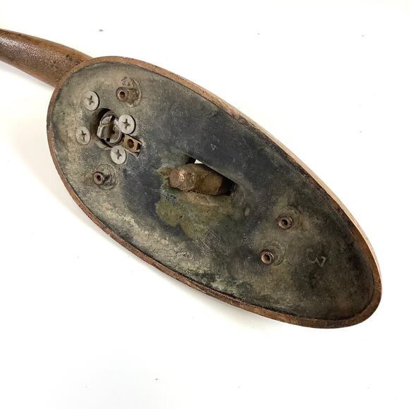 Art Deco Vtg Brass Door Handle Pull w/Thumb Latch Architectural Salvage 14” - Picture 7 of 8